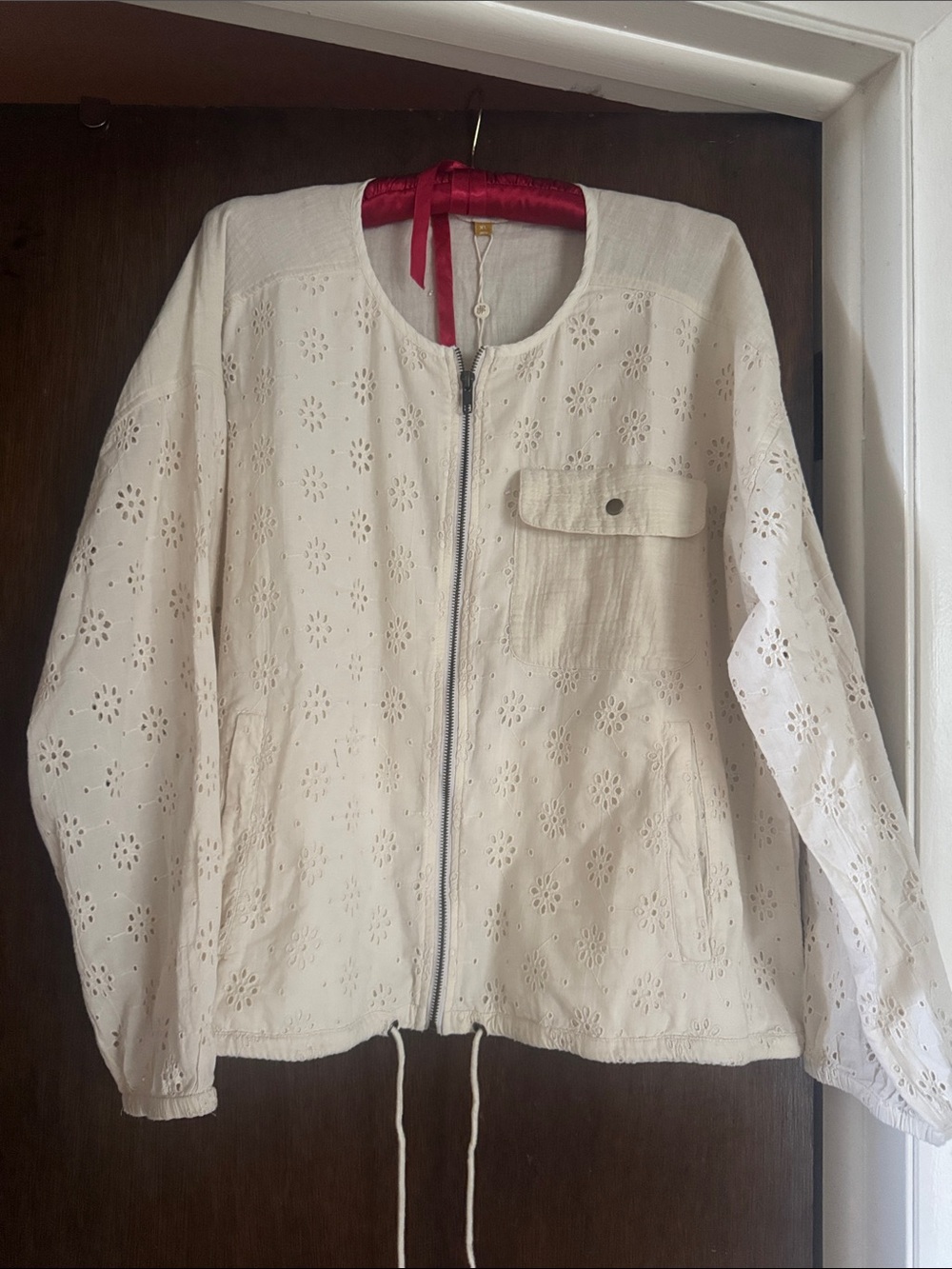 DownEast Cream Eyelet Zip-Front Utility Jacket